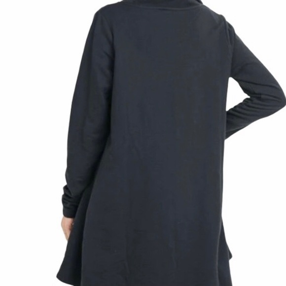 MEDIUM Mono B Women’s Cardigan Open Front Wrap Flowing Waterfall Black Cotton - Picture 13 of 14